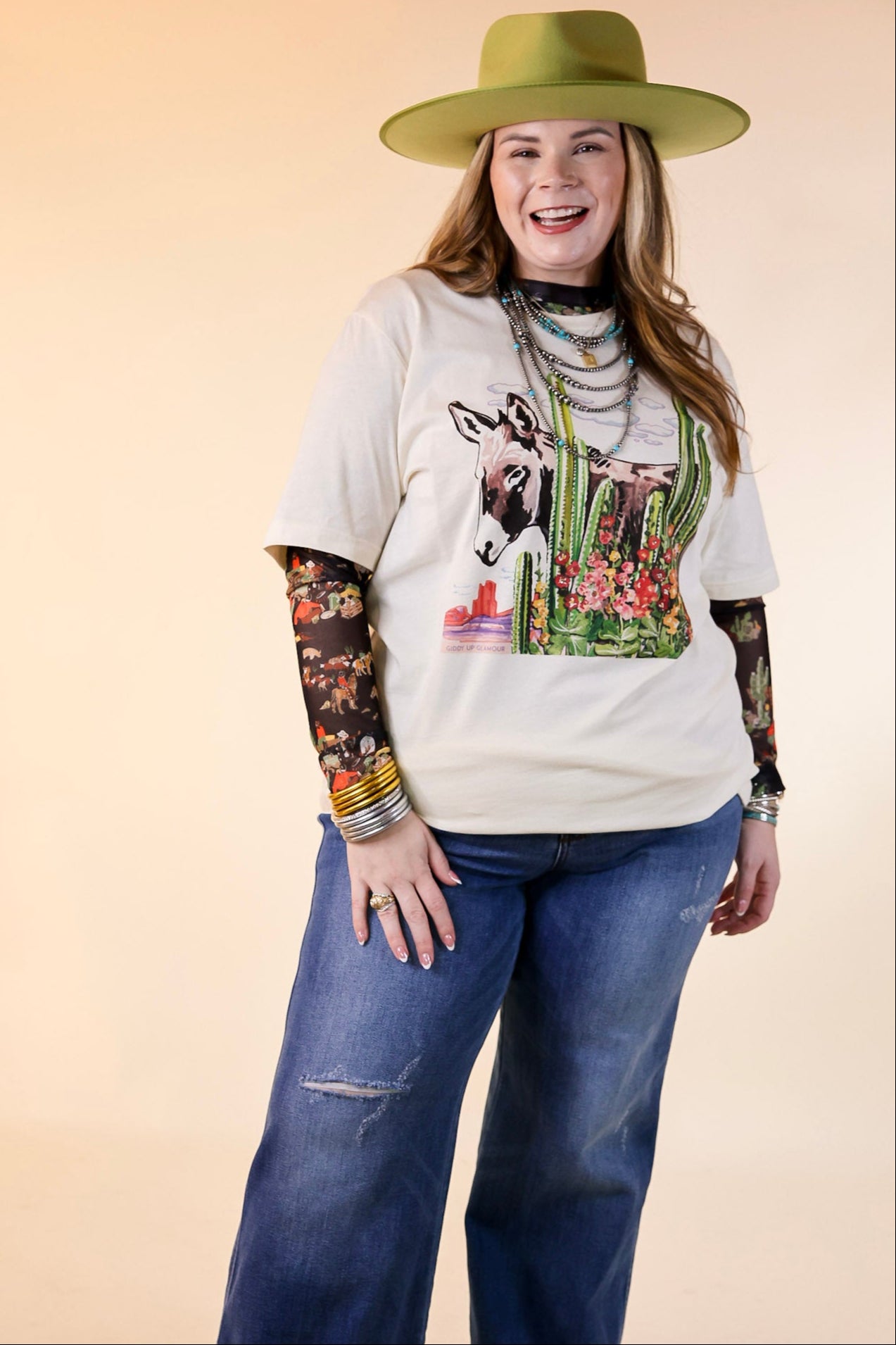 Premium Desert Donkey Graphic Tee | Western Style Short Sleeve by XOXO Art & Co