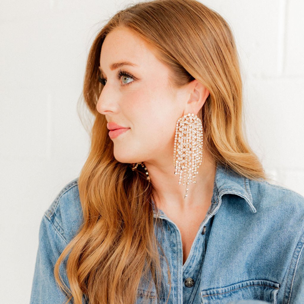 Linny Co | Ultimate Grayson Gold Tone Crystal Chandelier Earrings