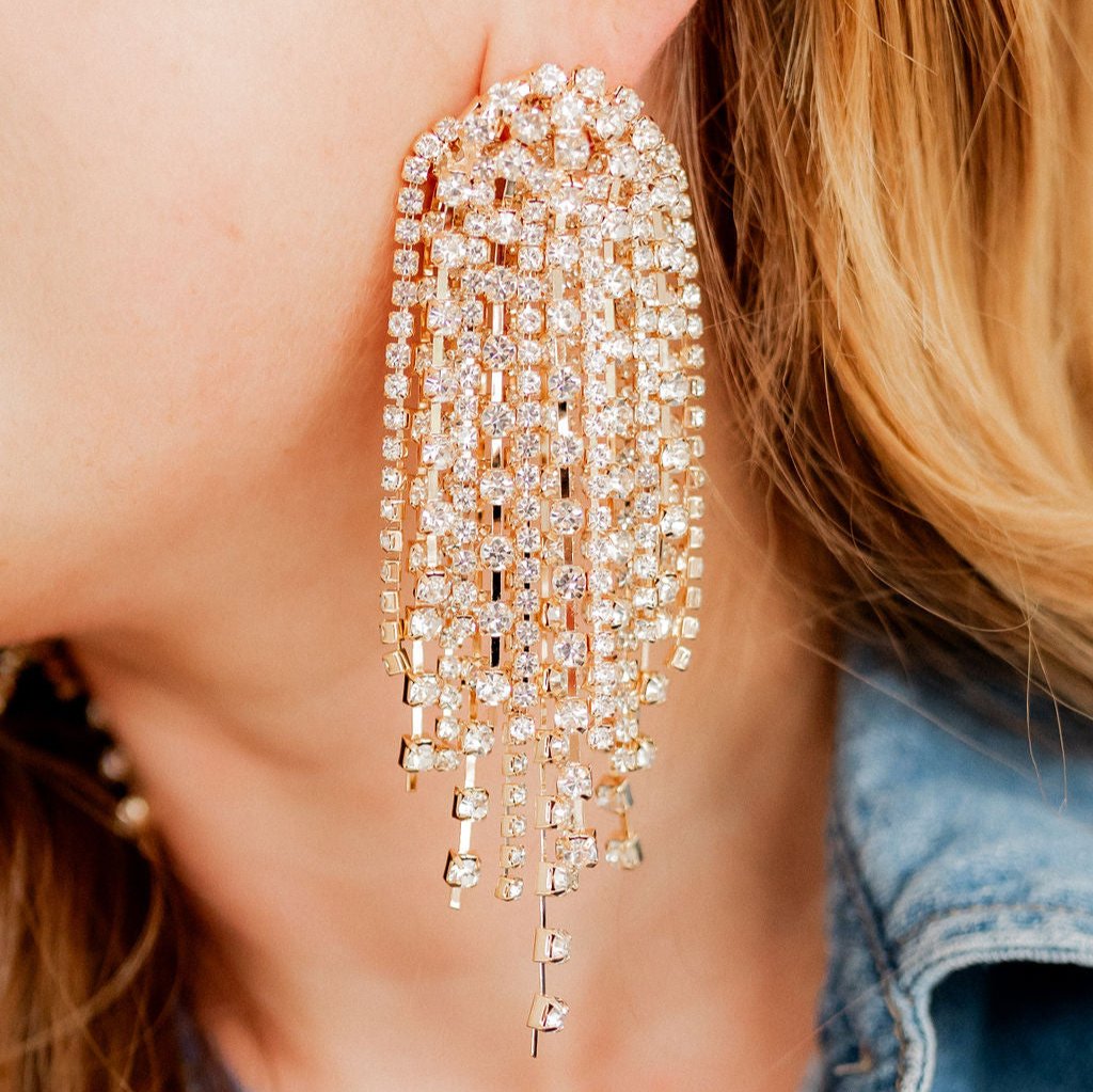 Linny Co | Ultimate Grayson Gold Tone Crystal Chandelier Earrings