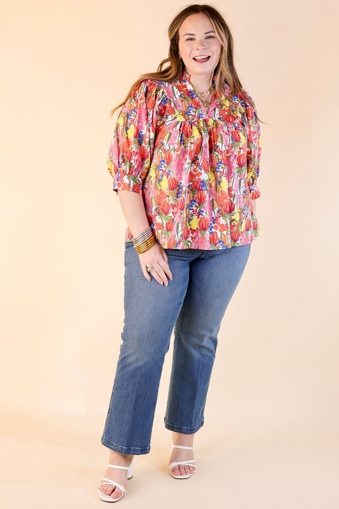 Premium Blissful Bloom Floral Print Top with Puff Sleeves - Ultimate Spring Style