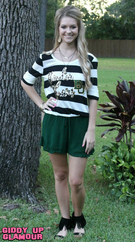 Ultimate Game Day Top | Stripe A Pose Baylor Leopard Print Design
