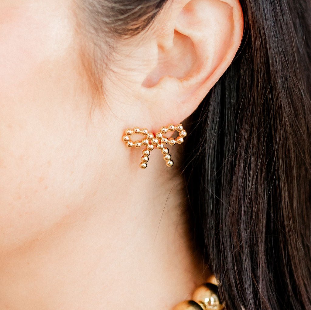 Premium Linny Co Gold Tone Bow Stud Earrings | Ultimate Everyday Chic
