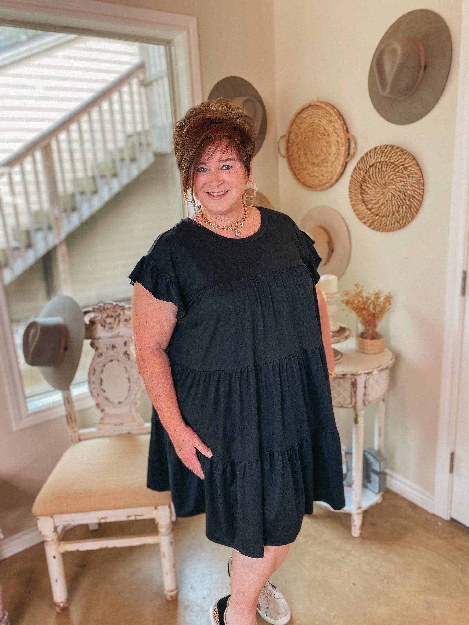 Premium Black Ruffle Tiered Dress - Ultimate Flattering Fit for Every Body Type