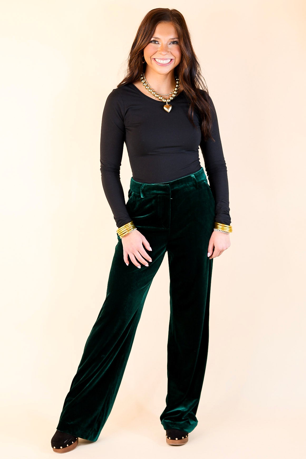 Premium Velvet Green Trousers - Chic Arrival Collection