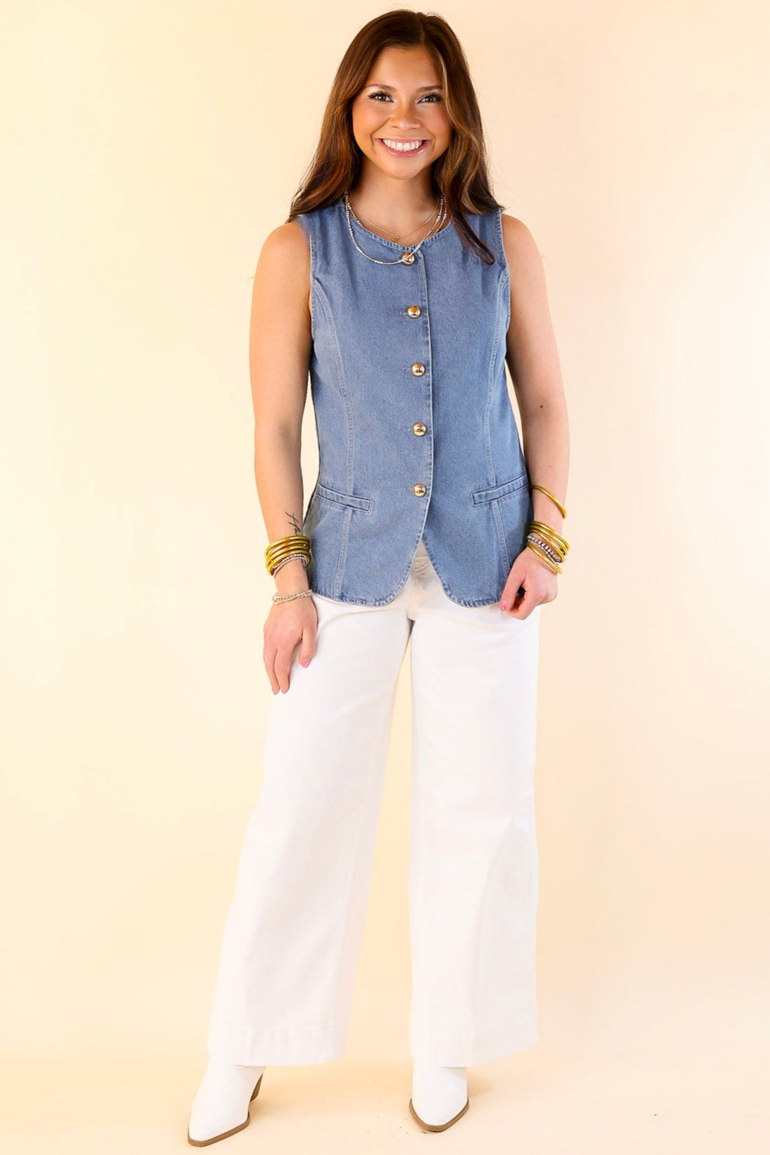 Premium Button-Up Denim Vest - The Ultimate Layering Essential