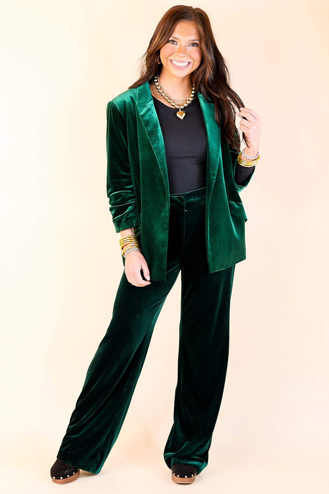 Premium Velvet Green Trousers - Chic Arrival Collection