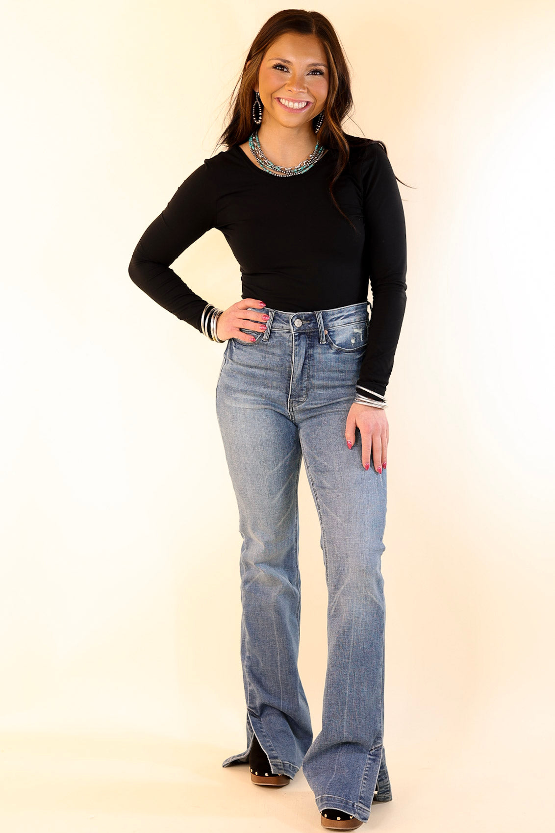 Judy Blue | Ultimate Tummy Control High Waisted Slim Bootcut Jeans with Side Slit - Vintage Medium Wash