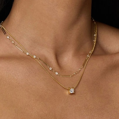 Premium Kinsey Designs | Jenna Gold Tone Snake Chain Necklace with Sparkling CZ Crystal Charm