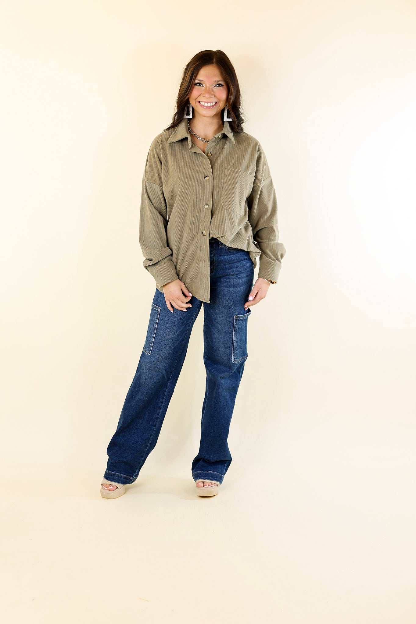 Premium Olive Green Corduroy Shacket – Ultimate Comfort & Style
