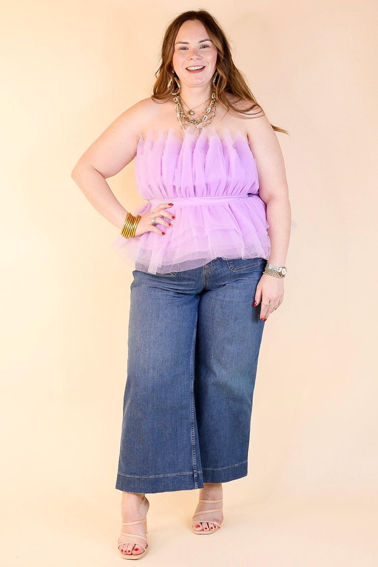 Premium Lavender Purple Strapless Tulle Top - Paris Inspired Elegance