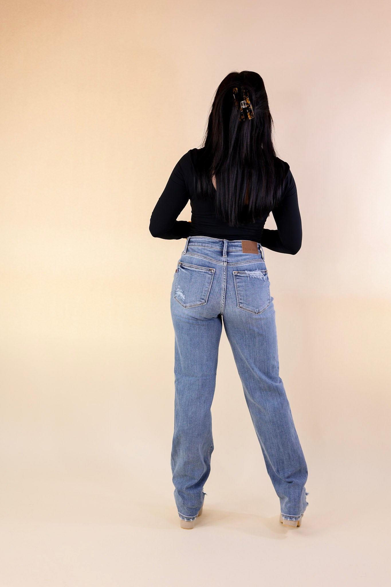 Judy Blue | Premium High Waisted Straight Leg Jeans with Destroyed Hem - Ultimate Comfort for Weekend Adventures