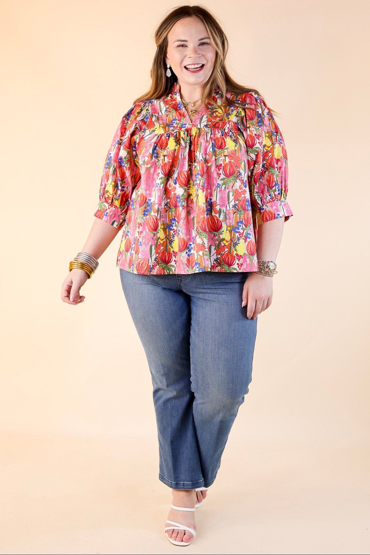 Premium Blissful Bloom Floral Print Top with Puff Sleeves - Ultimate Spring Style