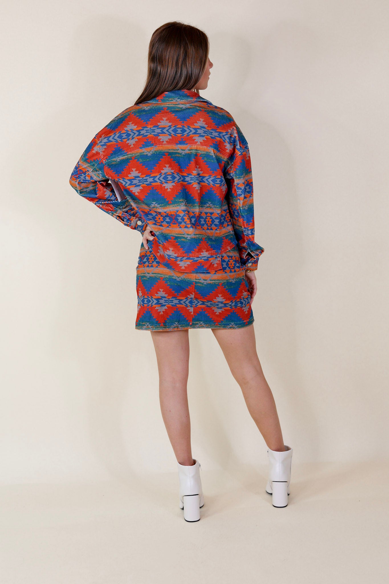 Premium Aztec Print Skirt | Red & Blue | Chic Summer Style