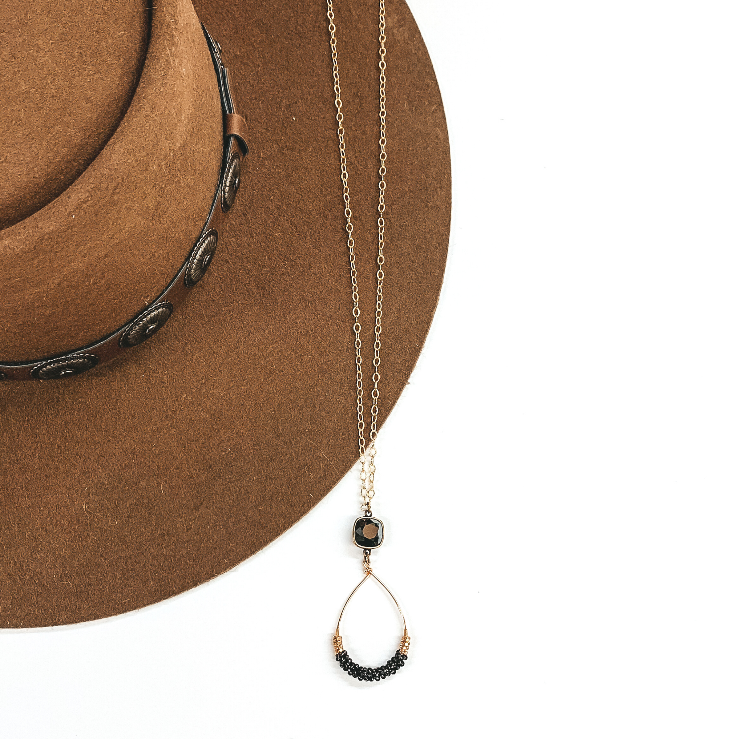 Premium Pink Panache Gold Teardrop Pendant Necklace with Crystal Accents