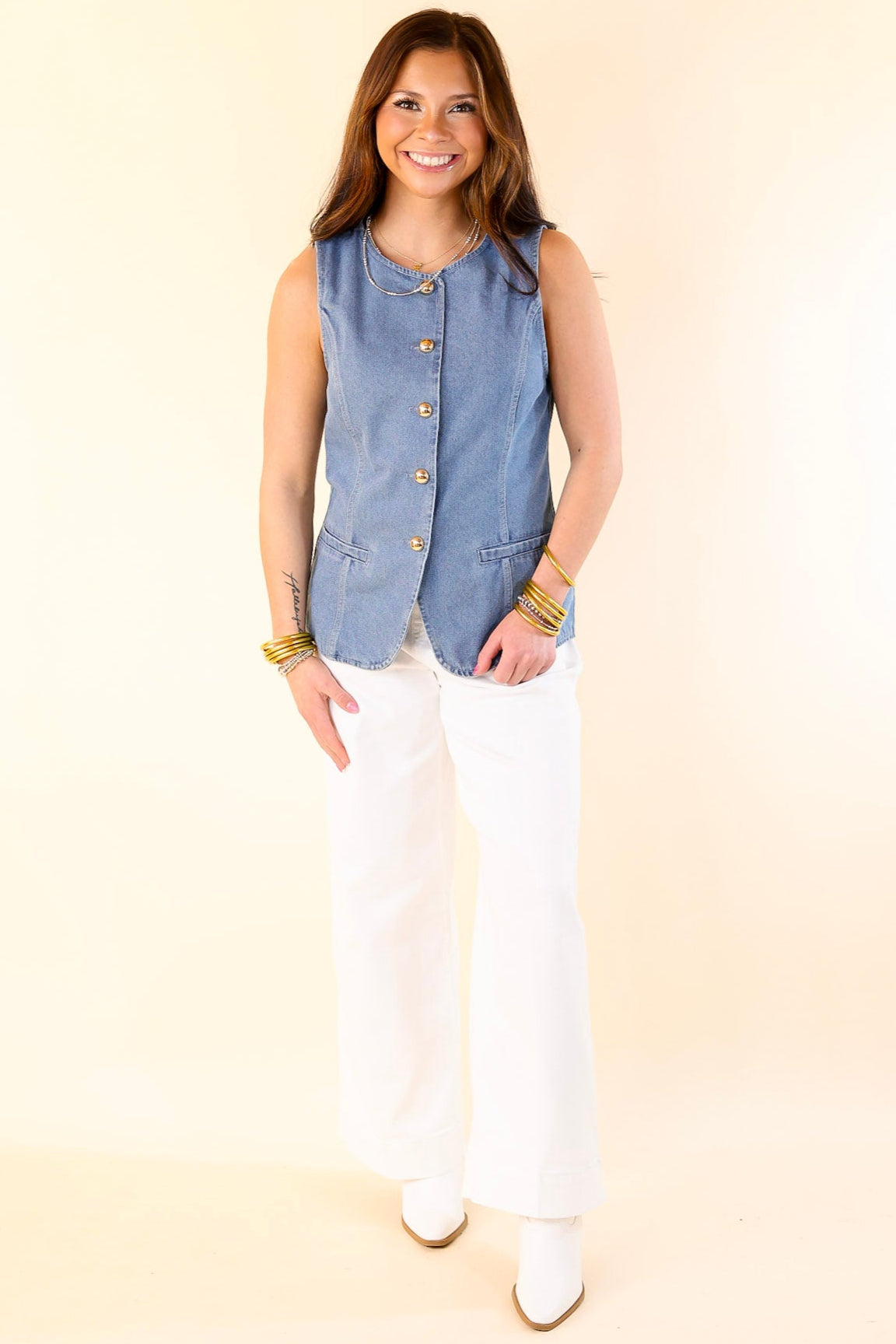 Premium Button-Up Denim Vest - The Ultimate Layering Essential