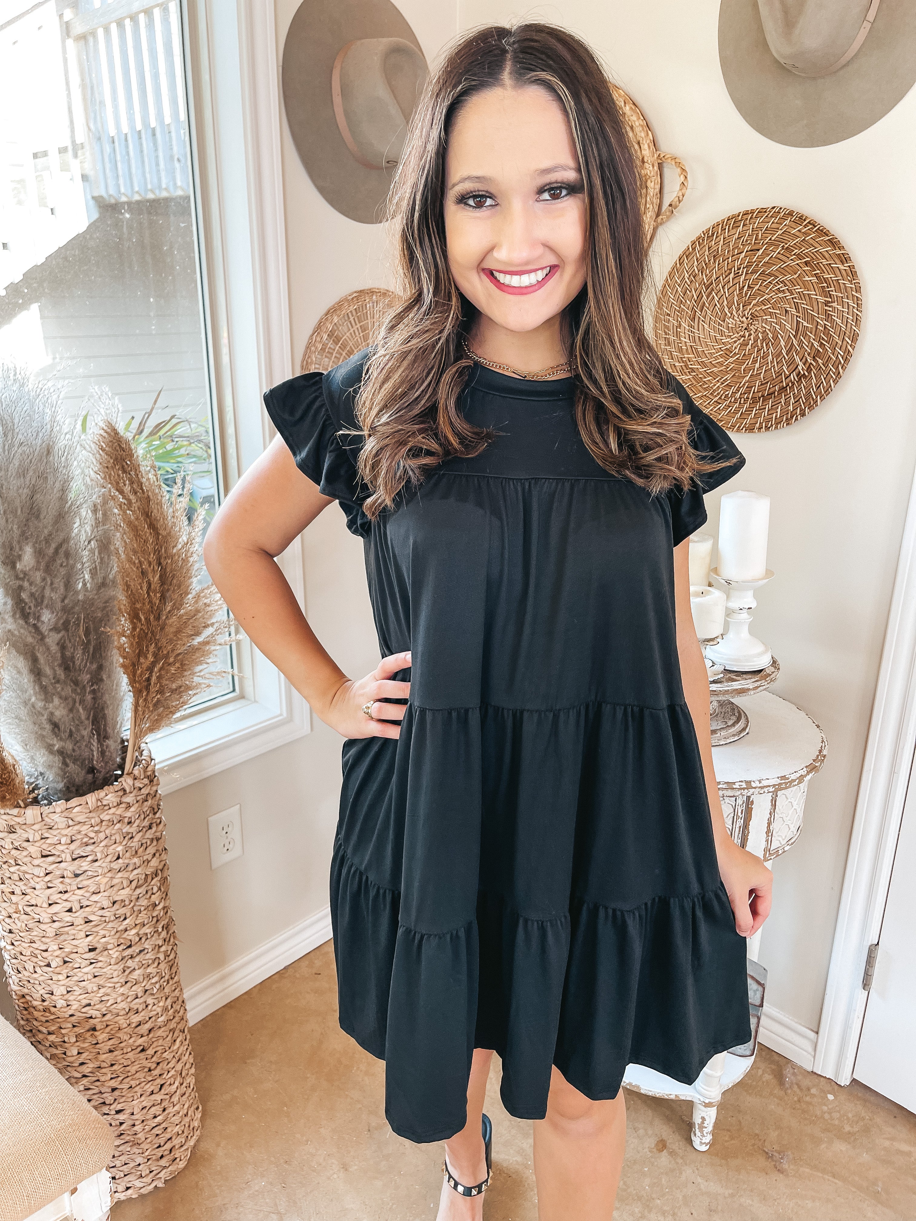 Premium Black Ruffle Tiered Dress - Ultimate Flattering Fit for Every Body Type