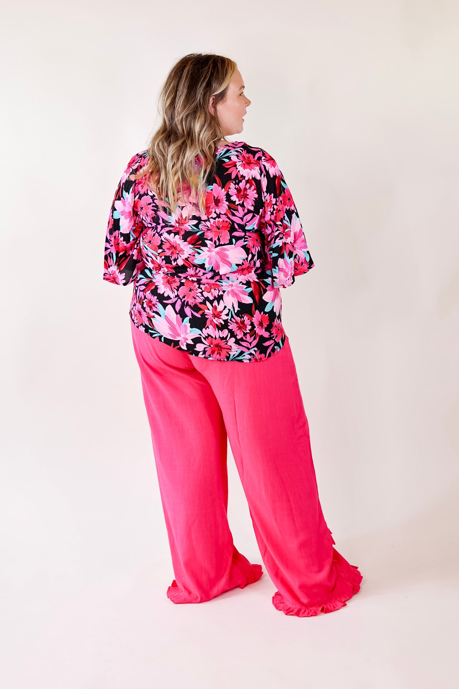 Premium Black Floral V-Neck Blouse - Ultimate Style Upgrade