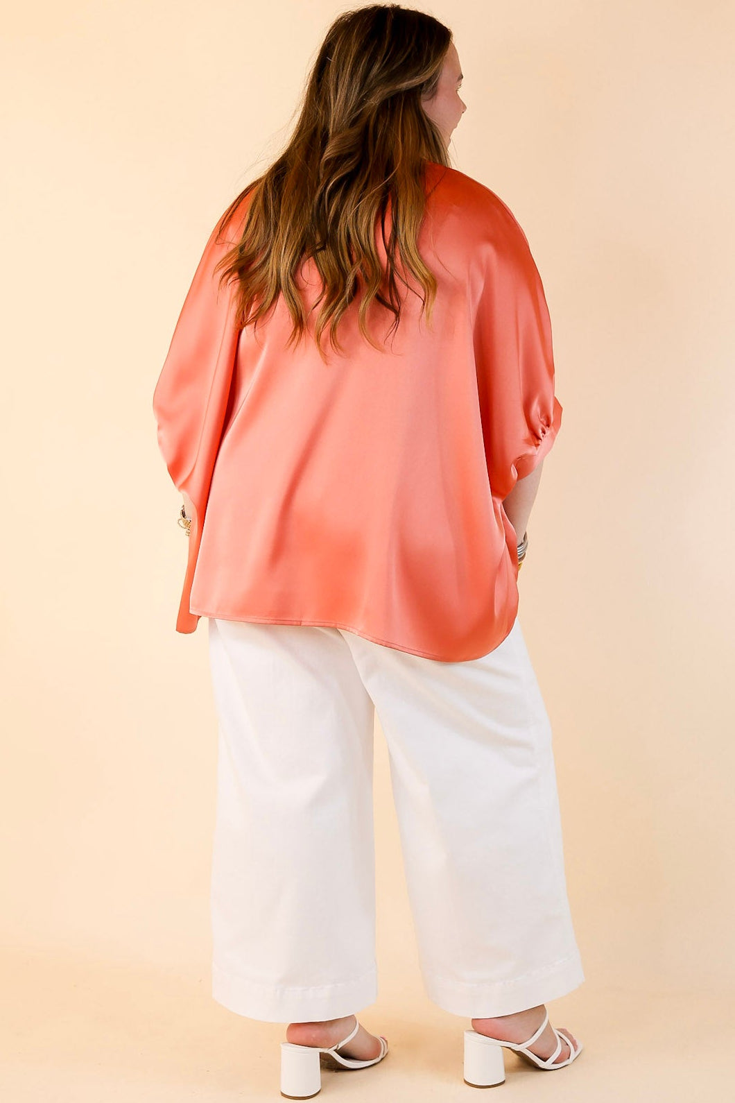 Premium Coral Orange Oversized Blouse - Effortless Chic for Every Occasion