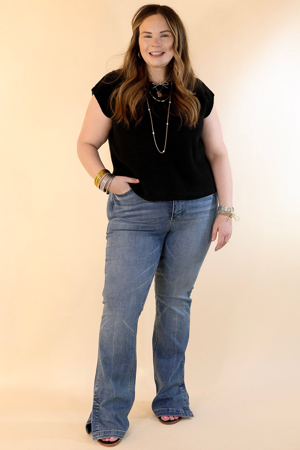 Judy Blue | Ultimate Tummy Control High Waisted Slim Bootcut Jeans with Side Slit - Vintage Medium Wash