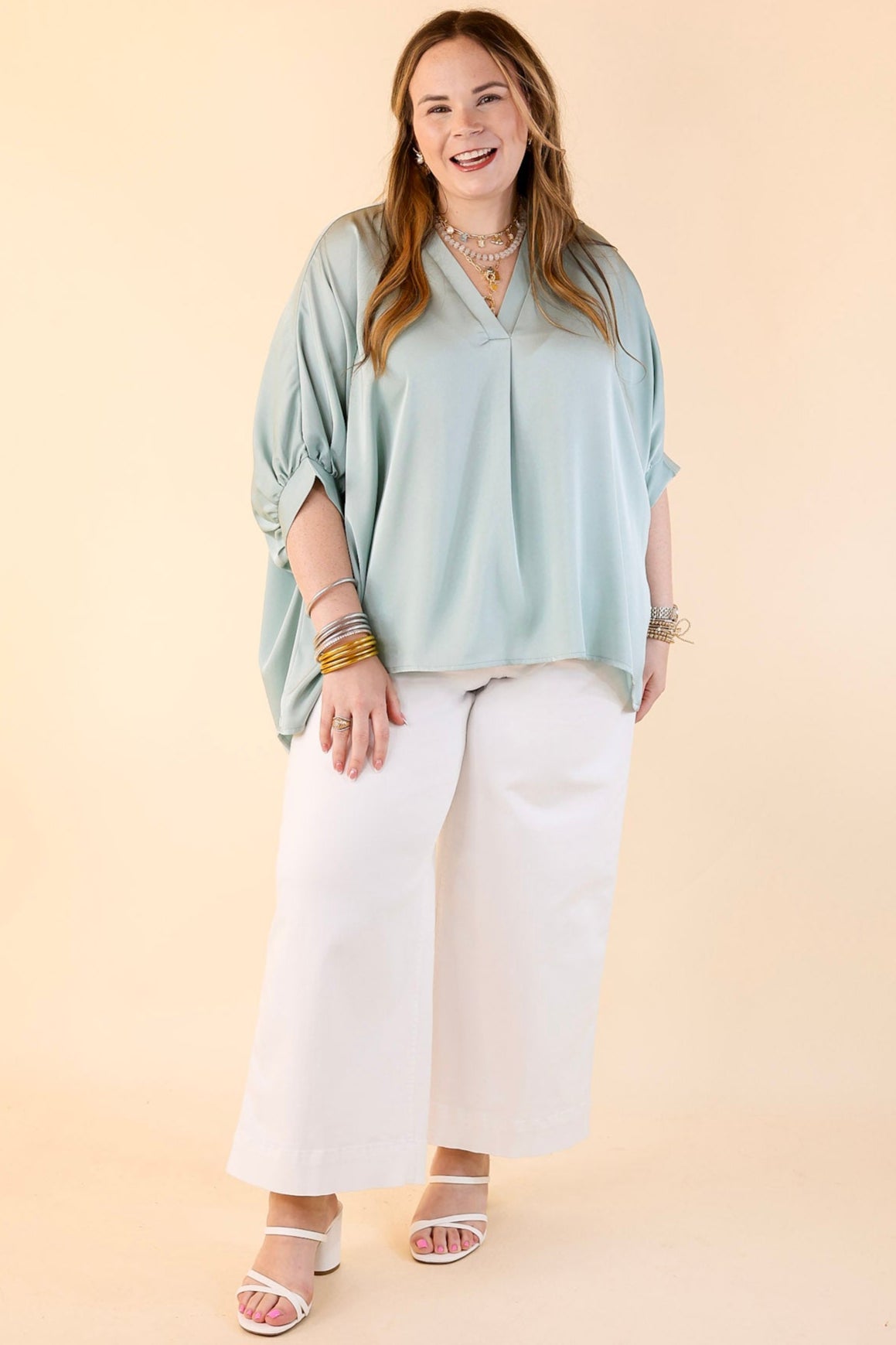 Premium Oversized Half Sleeve Blouse in Mint Blue | Ultimate Everyday Chic