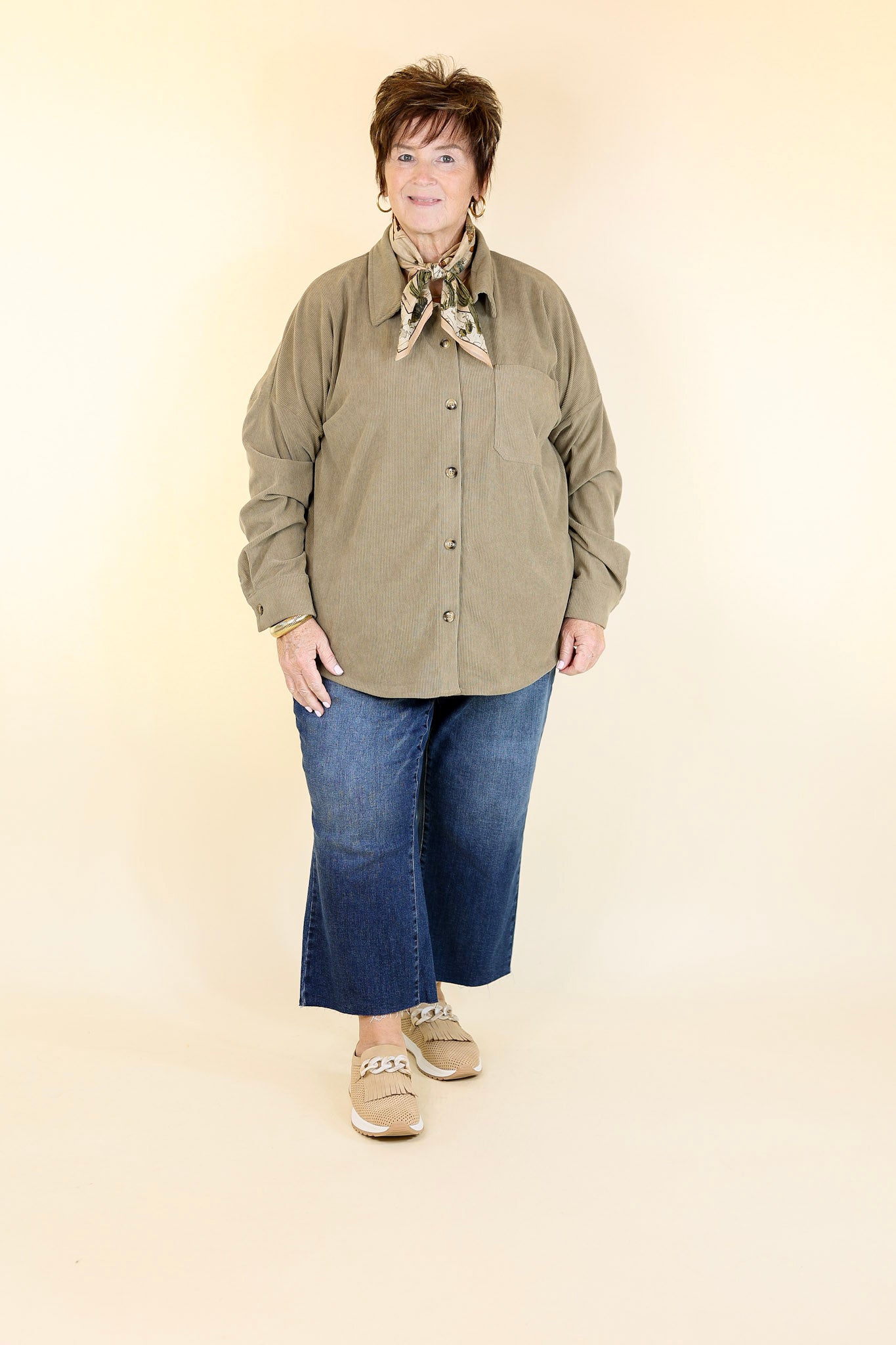 Premium Olive Green Corduroy Shacket – Ultimate Comfort & Style