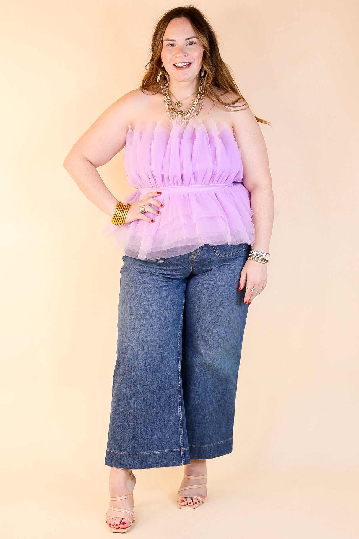 Premium Lavender Purple Strapless Tulle Top - Paris Inspired Elegance