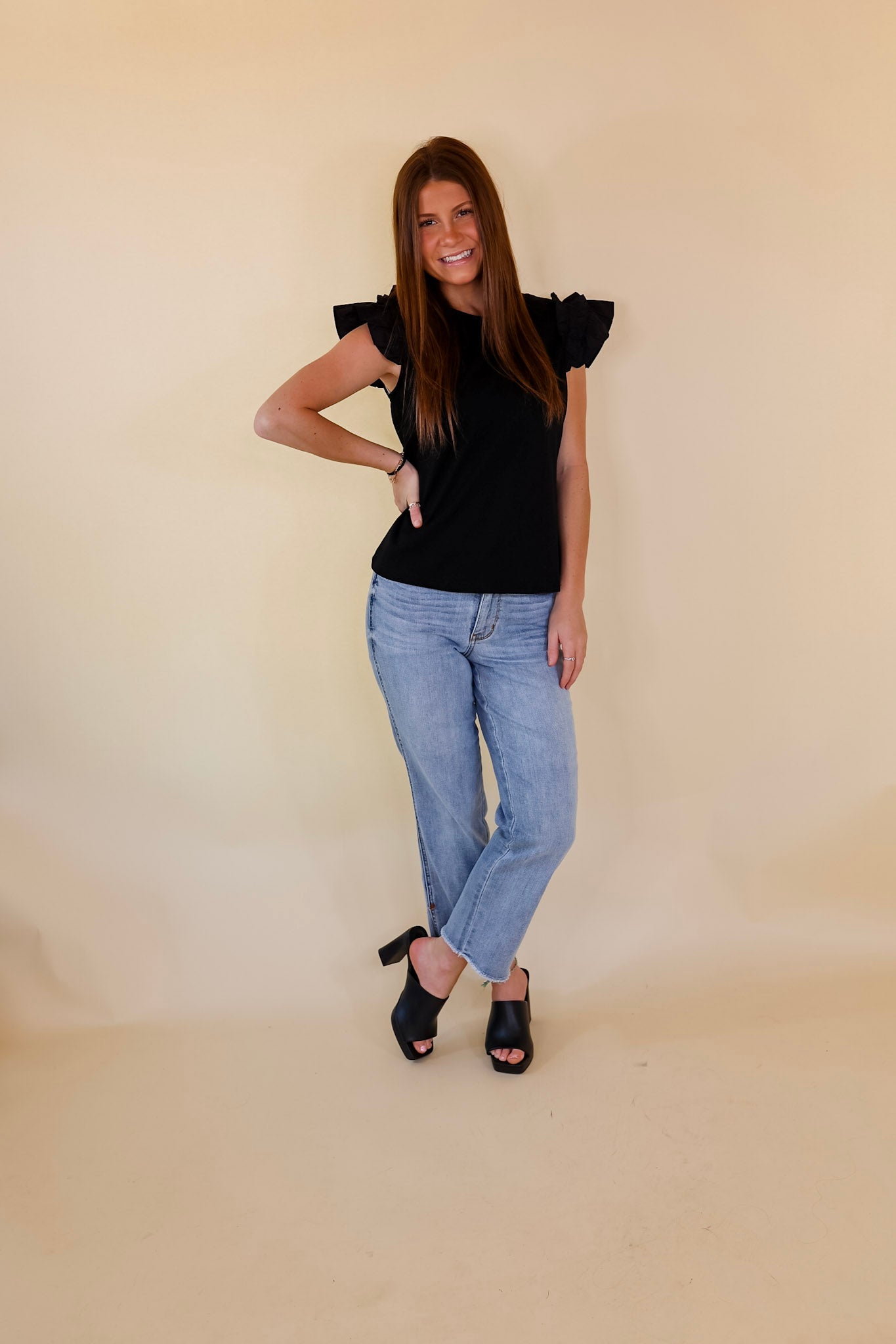 Premium Black Ruffle Sleeve Top - Born To Be Stylish
