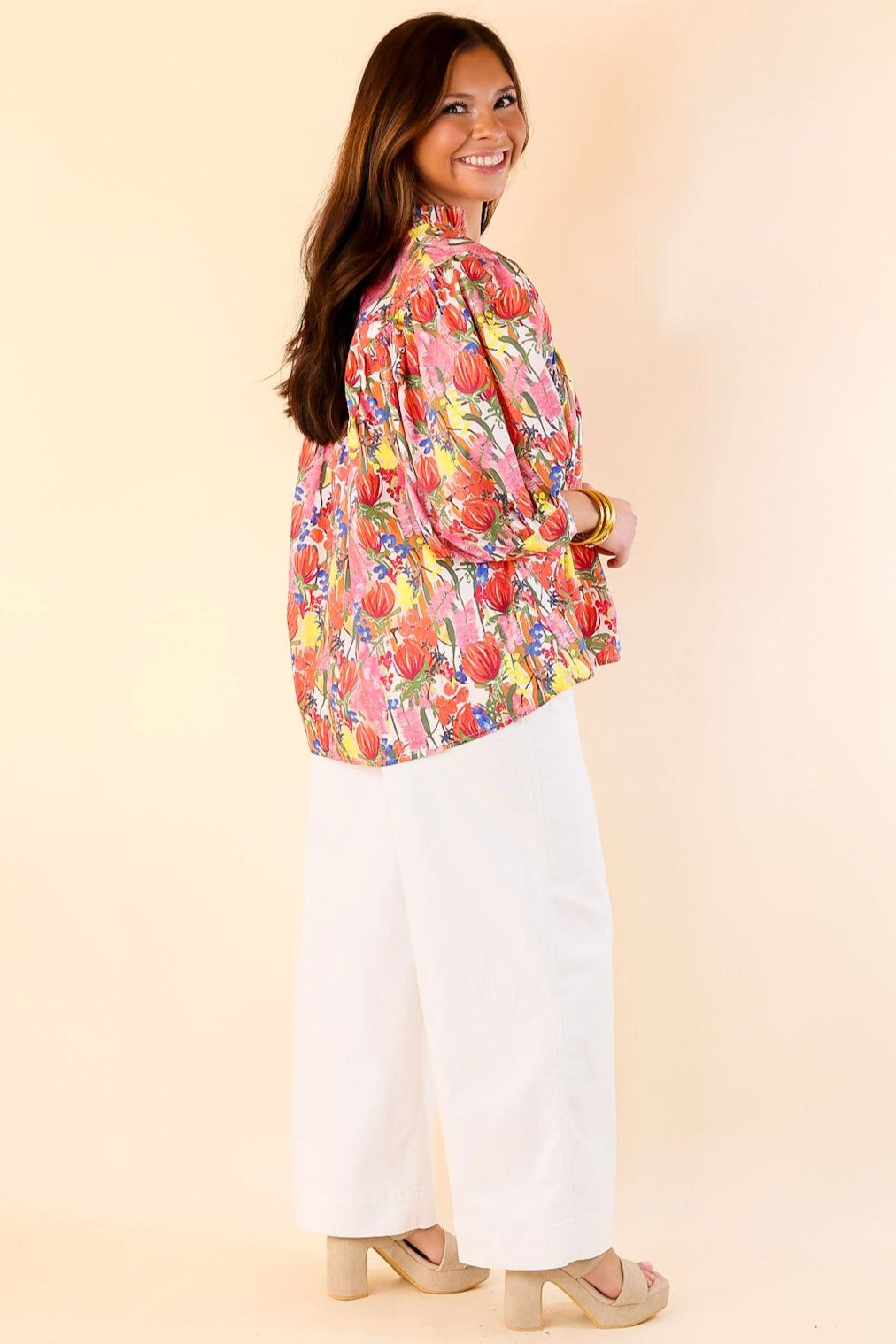 Premium Blissful Bloom Floral Print Top with Puff Sleeves - Ultimate Spring Style