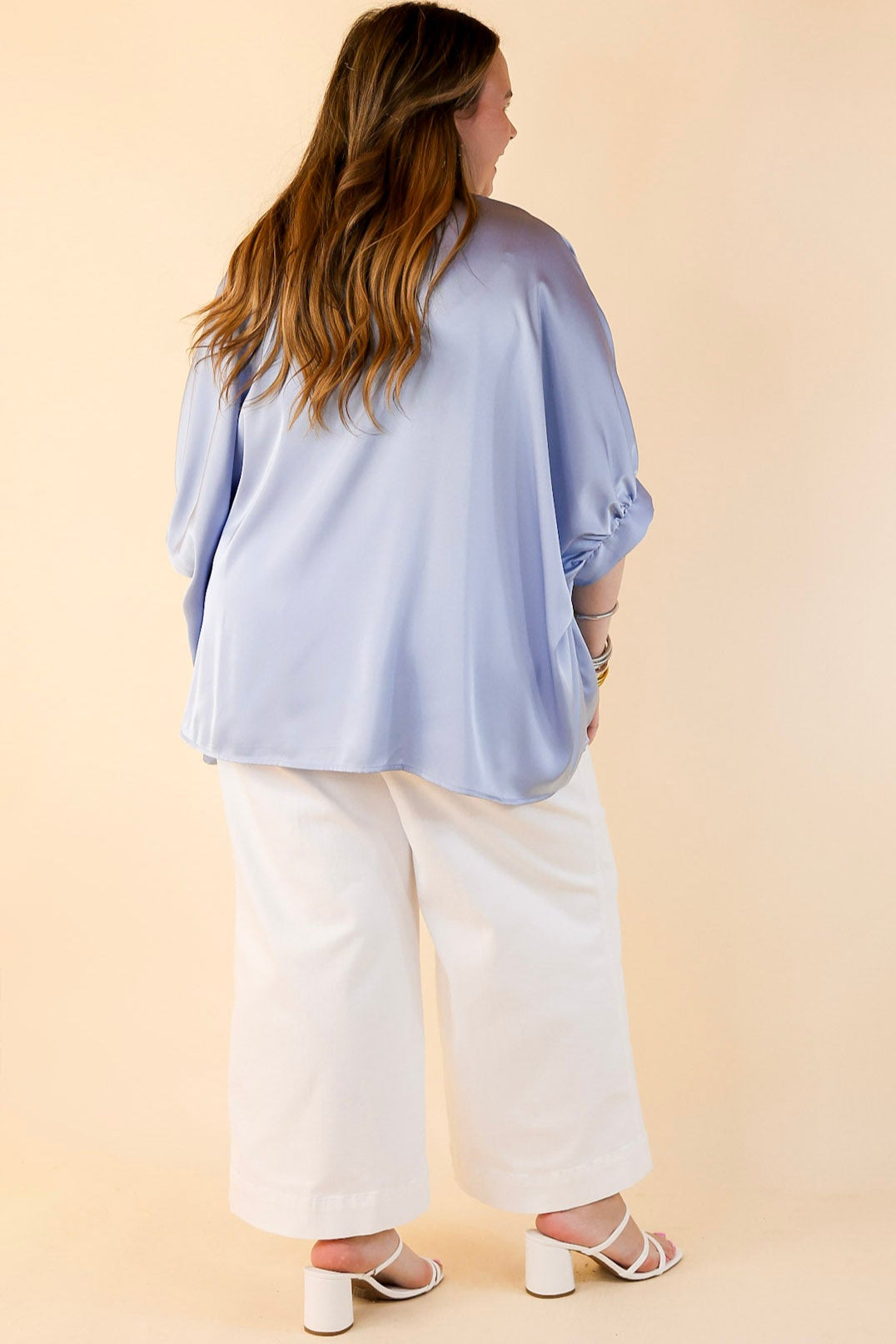 Ultimate Chic Light Blue Oversized Blouse – Half Sleeve Style