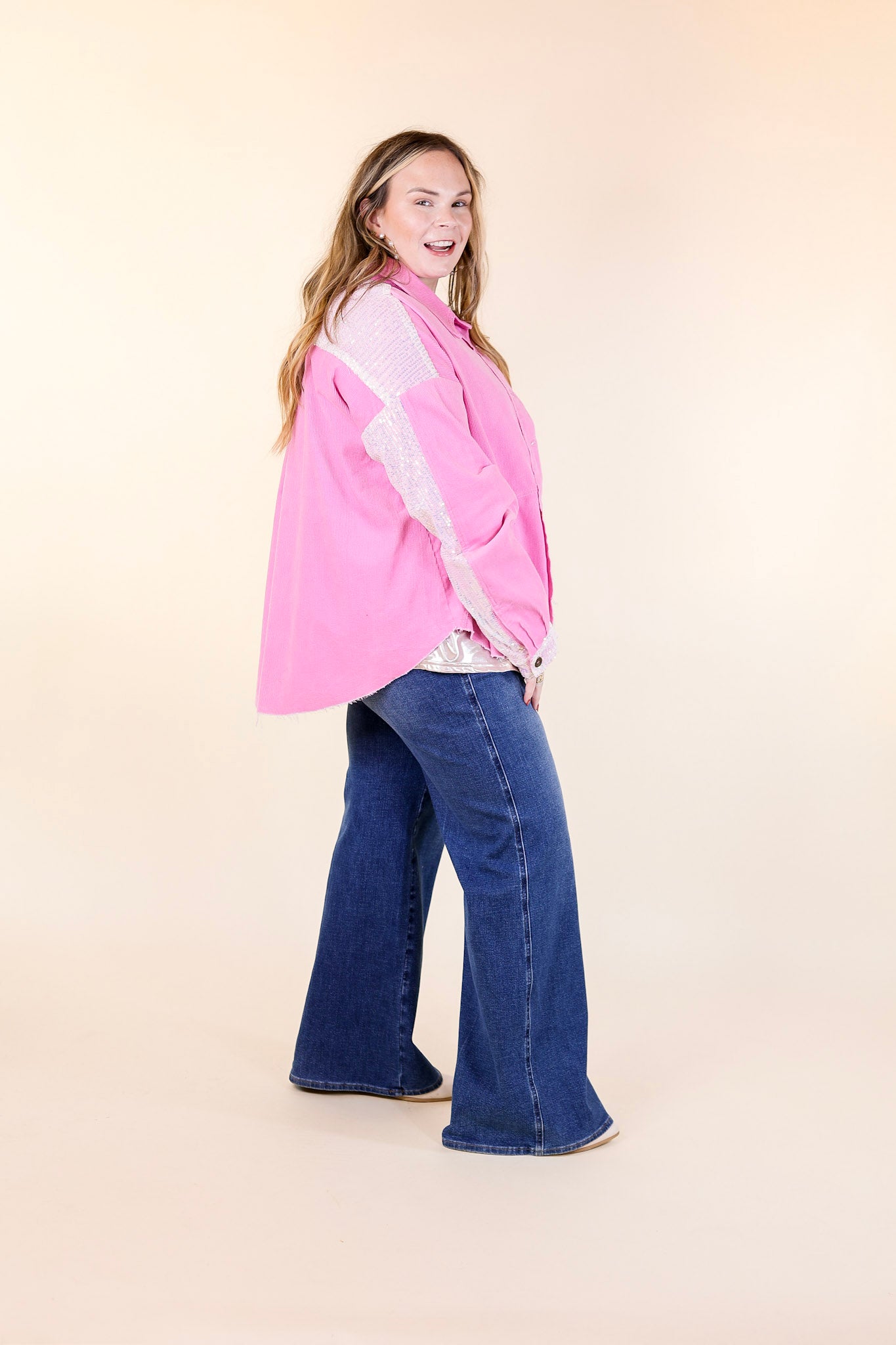 Ultimate Pink Sequin Jacket - Premium Button-Up Style