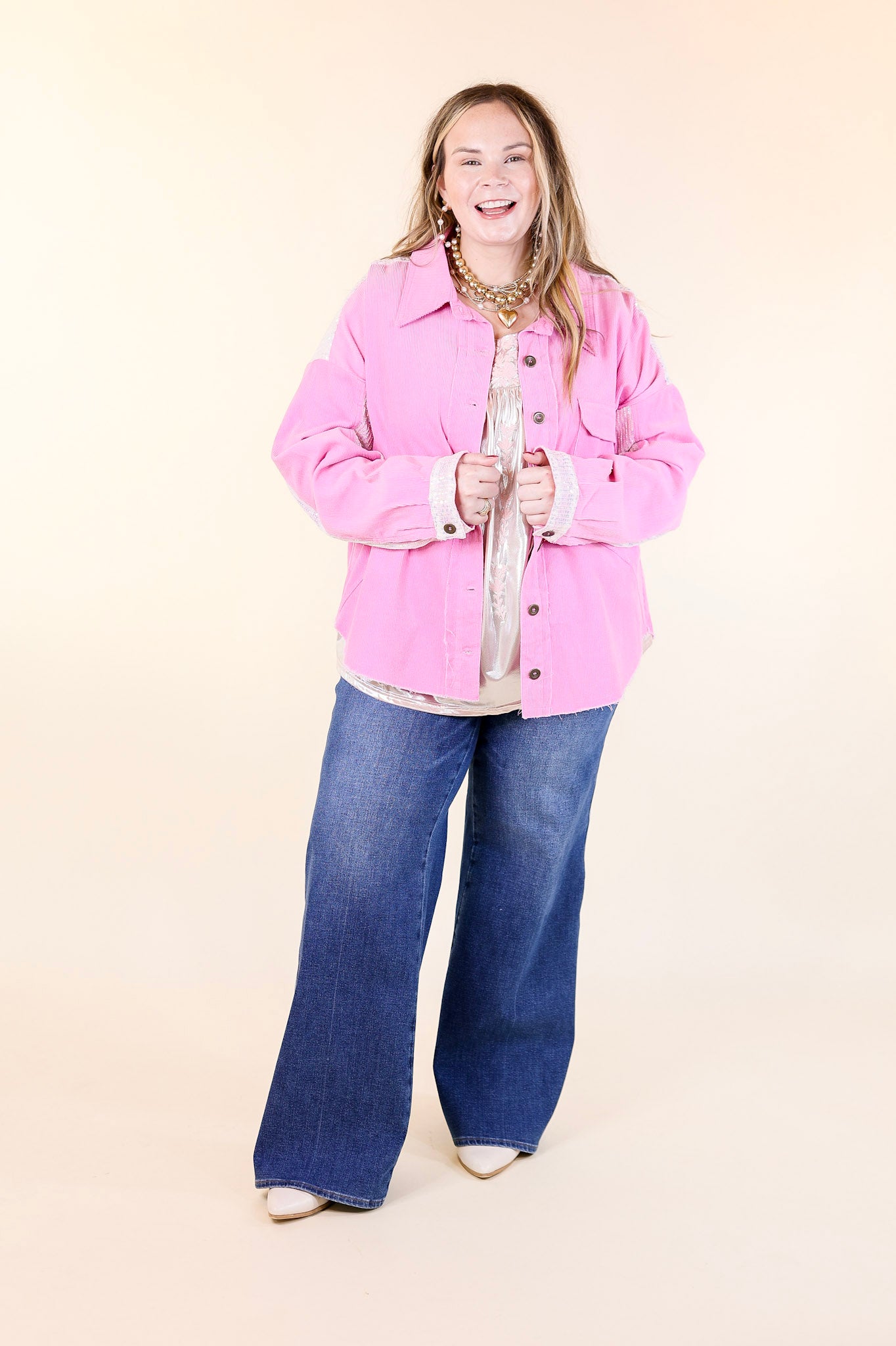 Ultimate Pink Sequin Jacket - Premium Button-Up Style