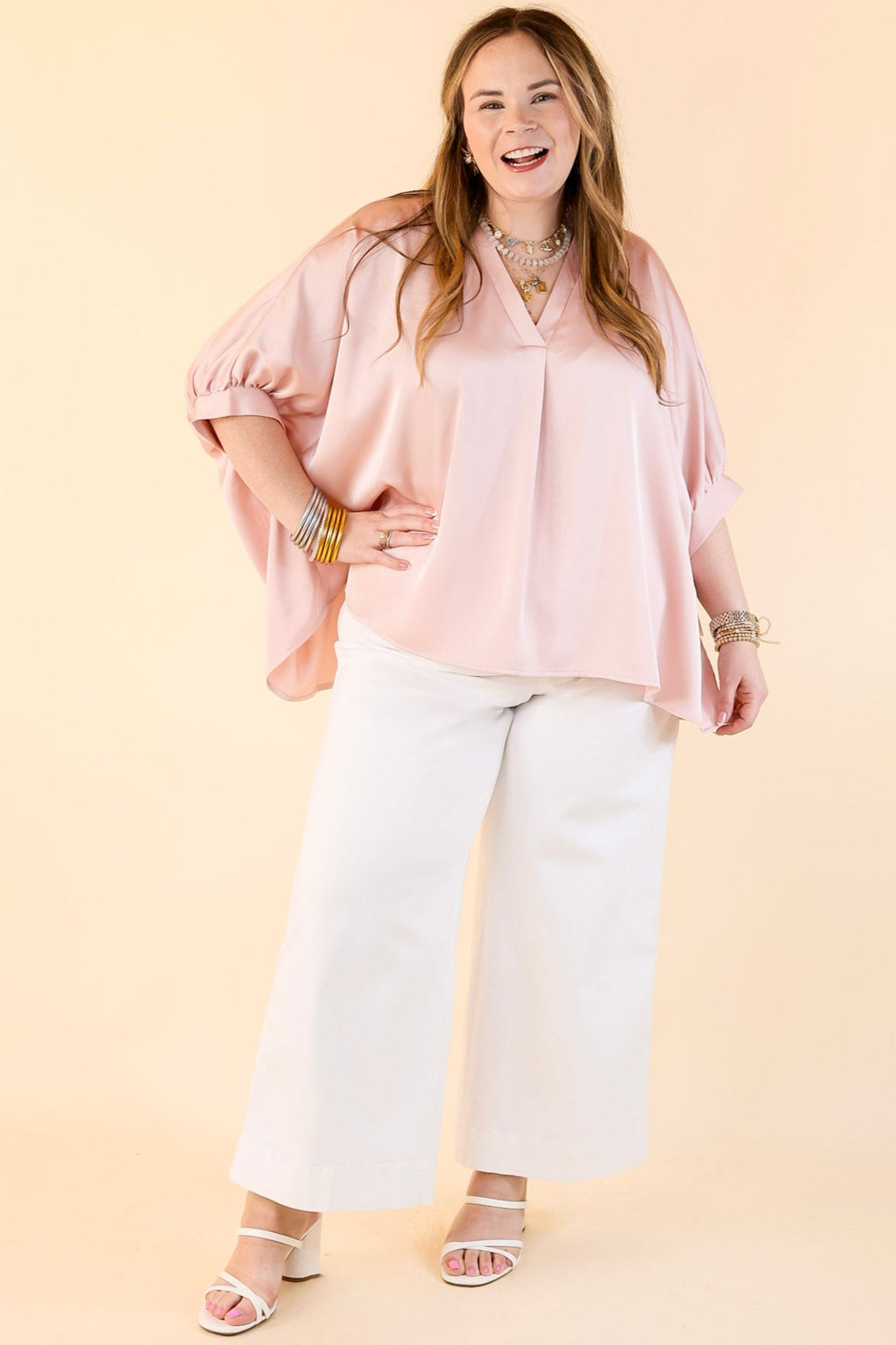 Premium Light Pink Oversized Blouse – Chic & Versatile