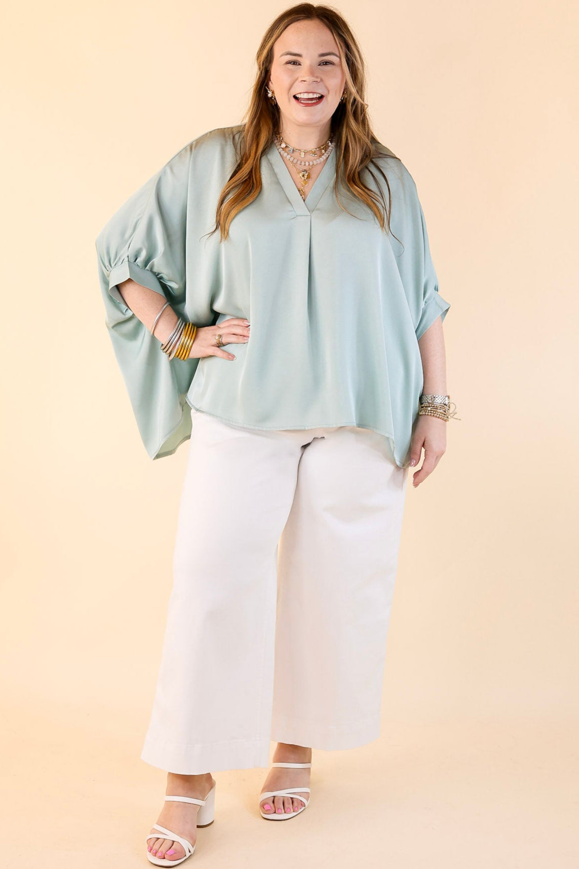 Premium Oversized Half Sleeve Blouse in Mint Blue | Ultimate Everyday Chic