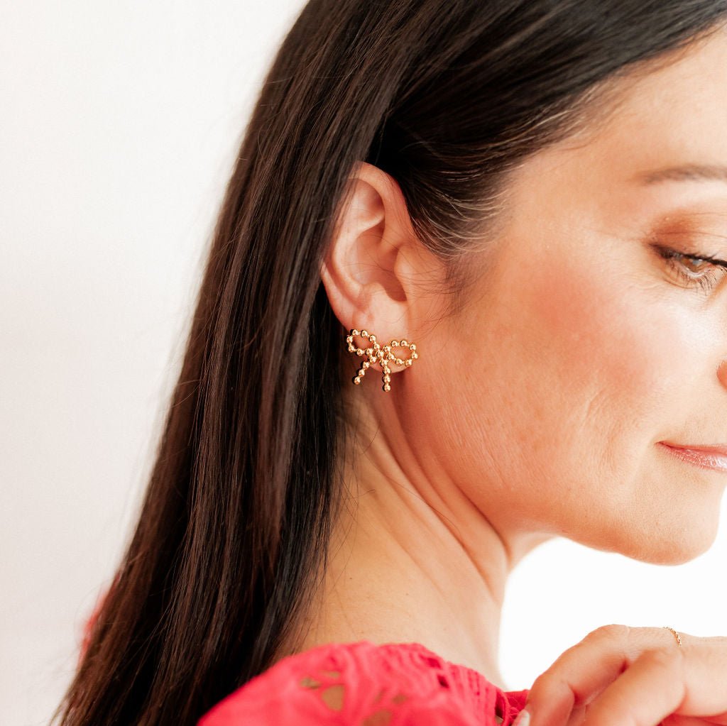 Premium Linny Co Gold Tone Bow Stud Earrings | Ultimate Everyday Chic