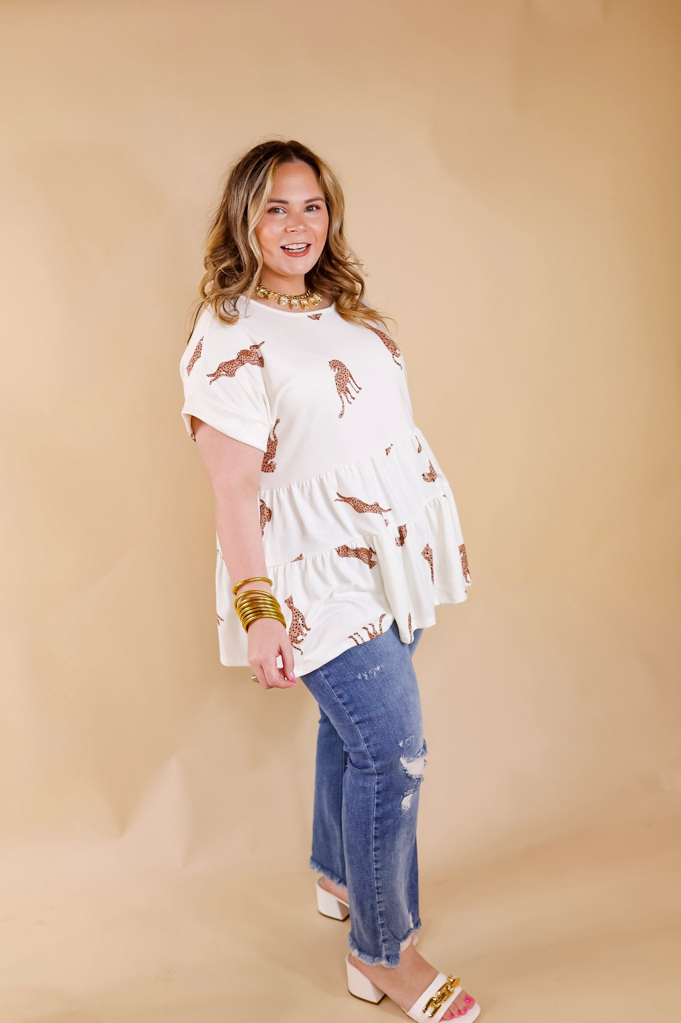 Premium Cheetah Print Tiered Babydoll Top - Ivory | Ultimate Style Upgrade