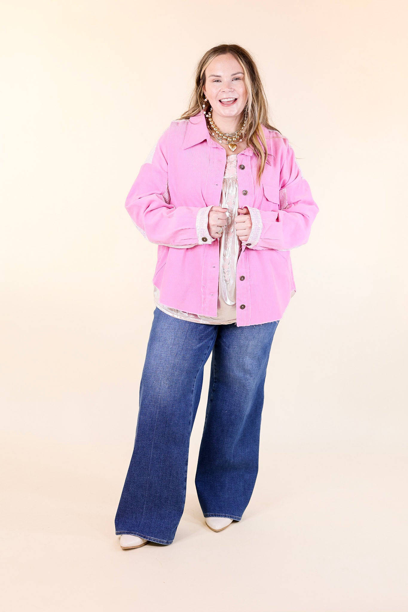 Ultimate Pink Sequin Jacket - Premium Button-Up Style