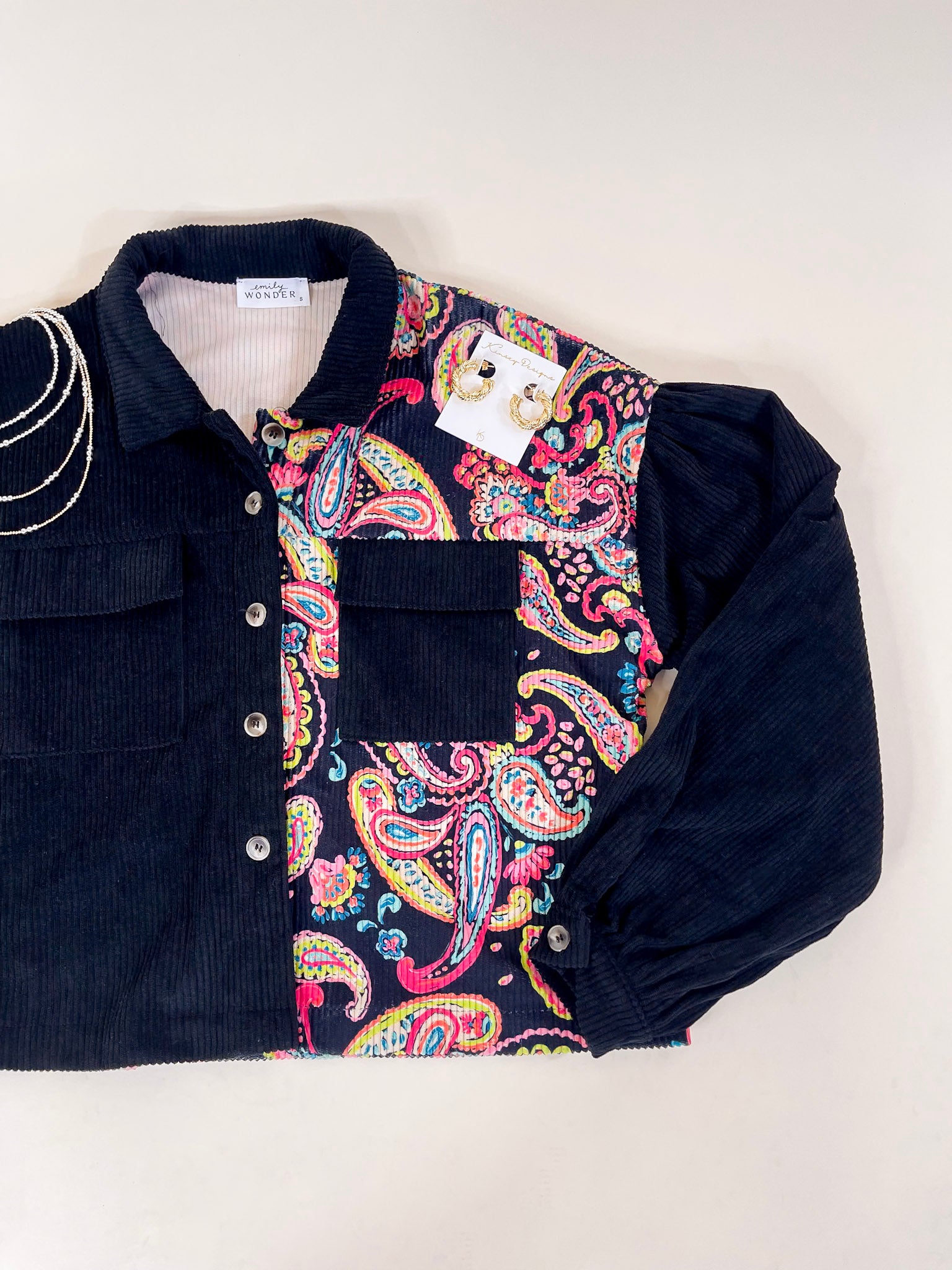 Premium Manhattan Breeze Corduroy Shacket - Multicolor Paisley Print