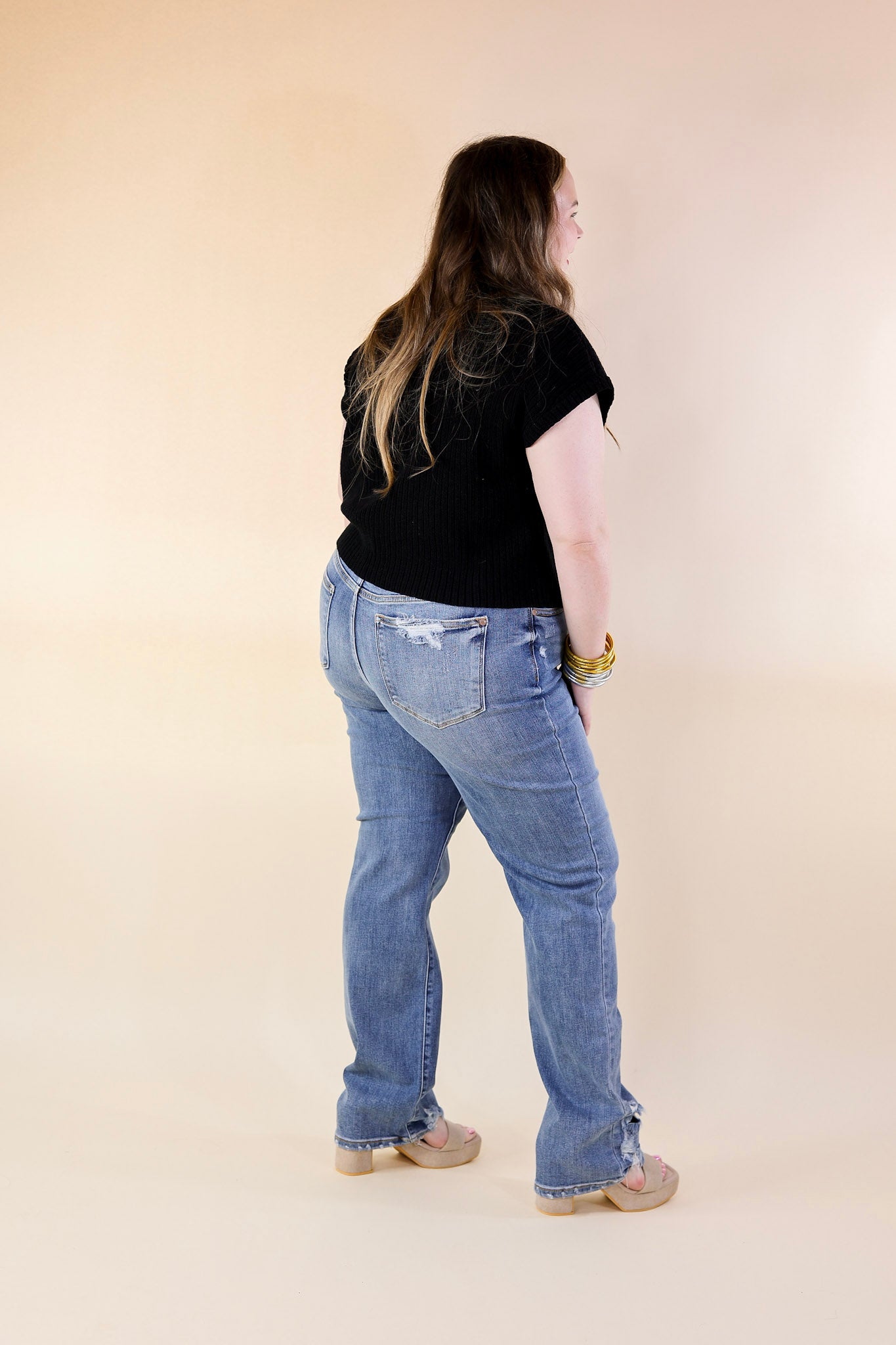 Judy Blue | Premium High Waisted Straight Leg Jeans with Destroyed Hem - Ultimate Comfort for Weekend Adventures