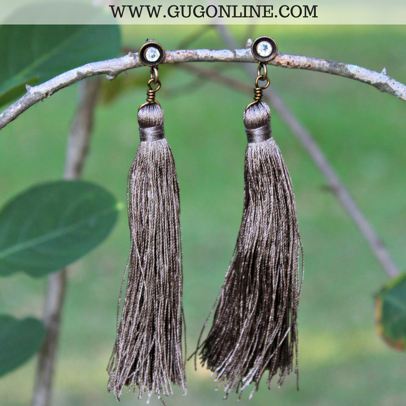Premium Pink Panache Silver Tassel Earrings with Clear Crystals - Last Chance!