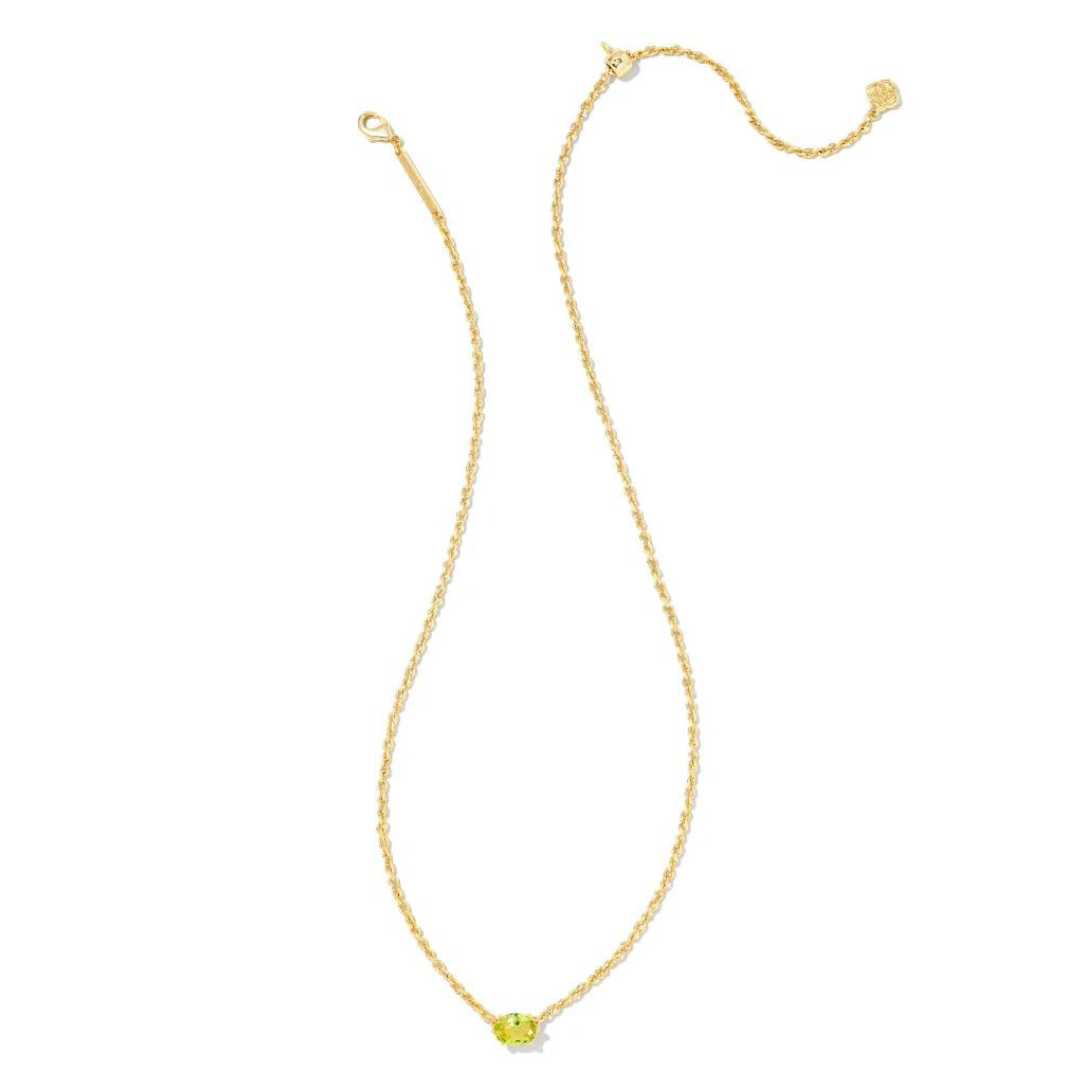 Premium Kendra Scott Cailin Gold Pendant Necklace | Green Peridot Crystal Elegance