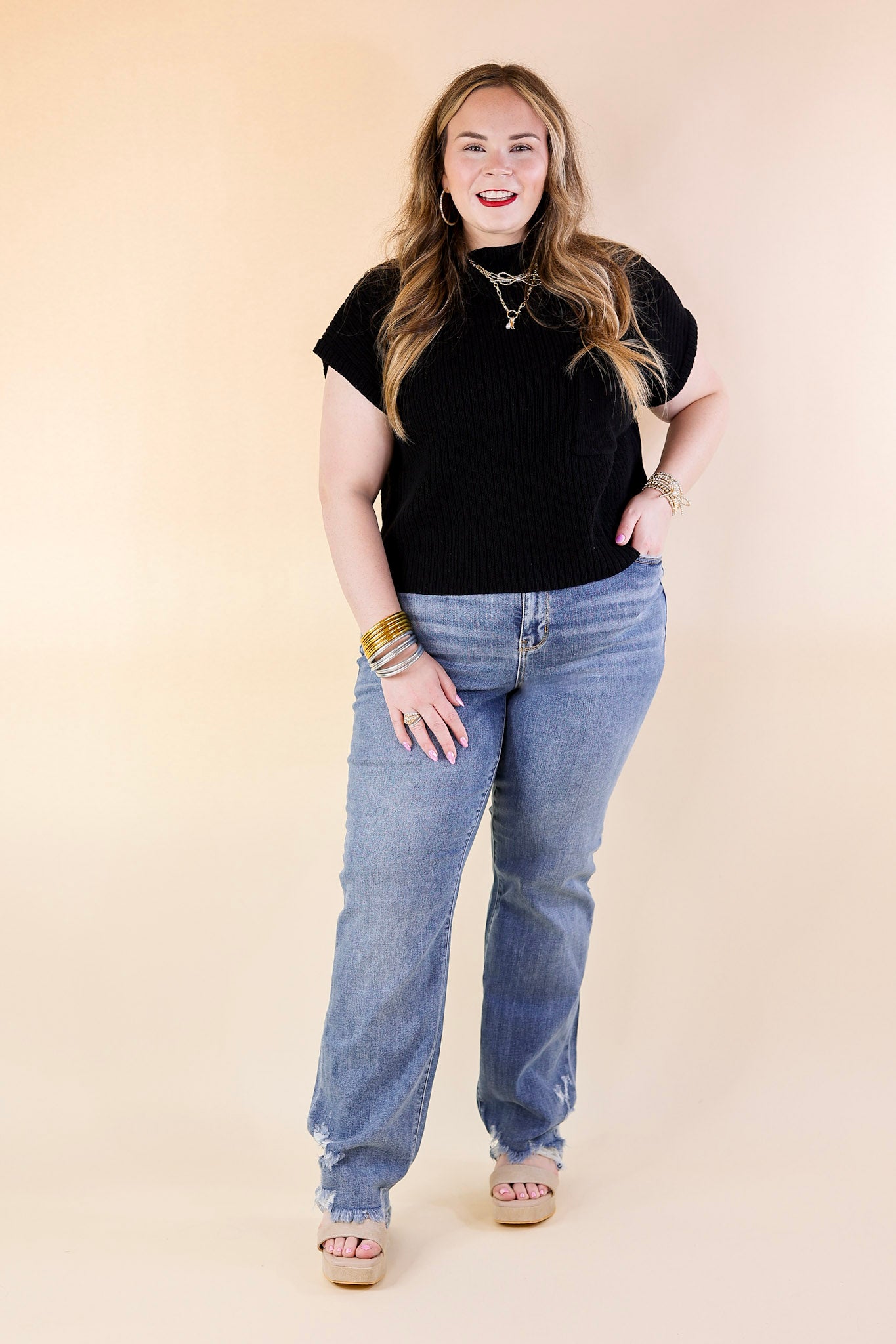 Judy Blue | Premium High Waisted Straight Leg Jeans with Destroyed Hem - Ultimate Comfort for Weekend Adventures