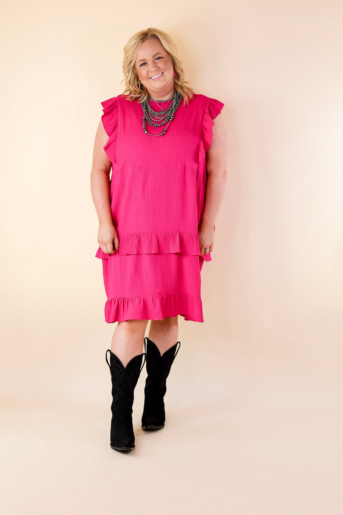 Ultimate Dreaming Bigger Ruffle Midi Dress - Pink Elegance