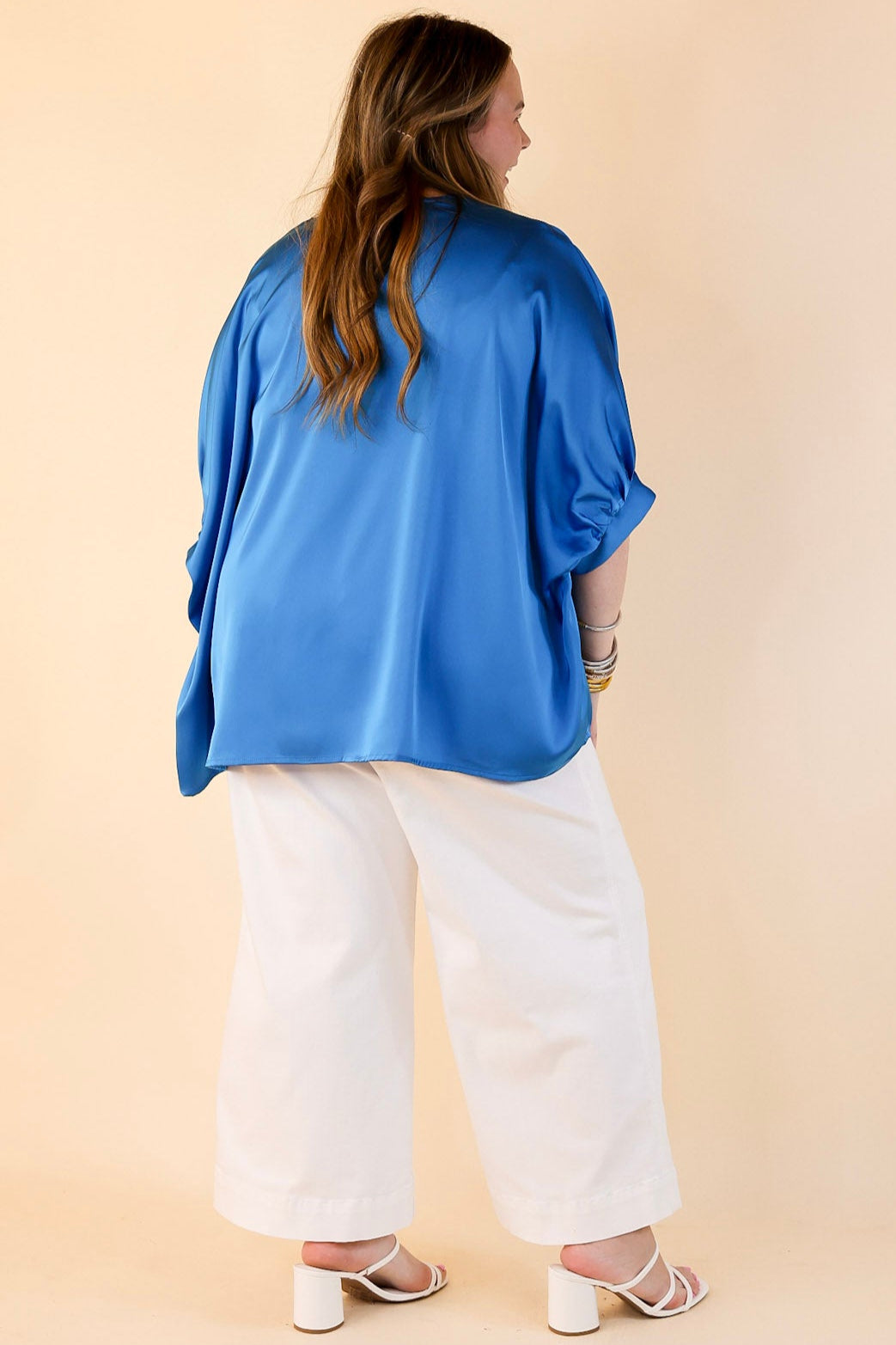 Premium Oversized Half-Sleeve Blouse in Rich Blue - Ultimate Chic Style