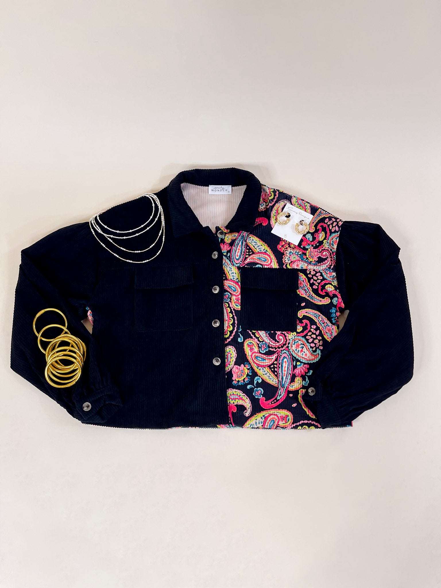 Premium Manhattan Breeze Corduroy Shacket - Multicolor Paisley Print