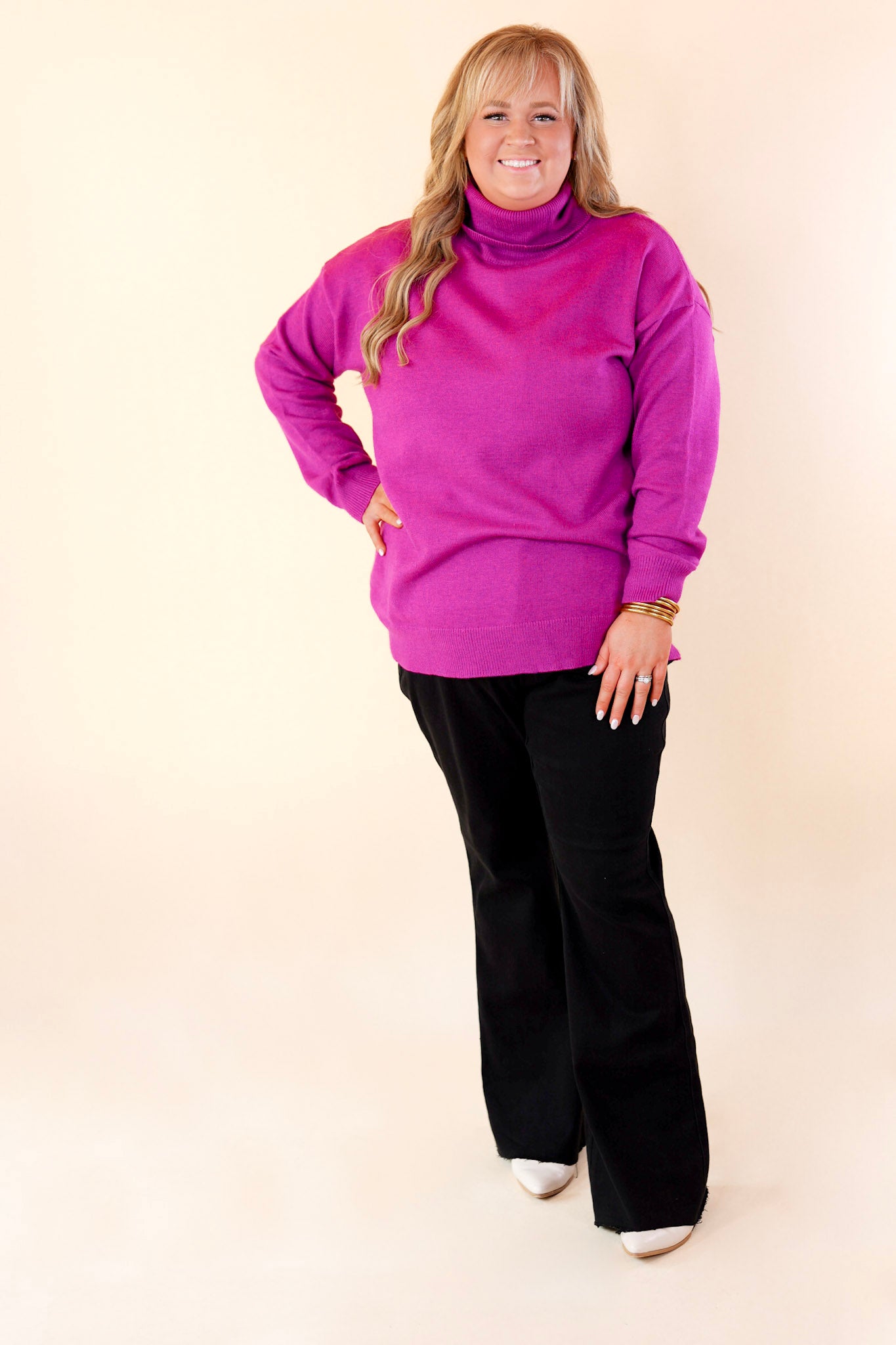 Premium Cozy Turtle Neck Sweater - Magenta | Ultimate Winter Comfort