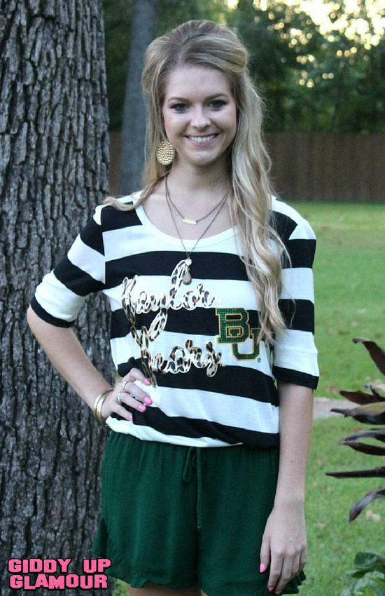 Ultimate Game Day Top | Stripe A Pose Baylor Leopard Print Design