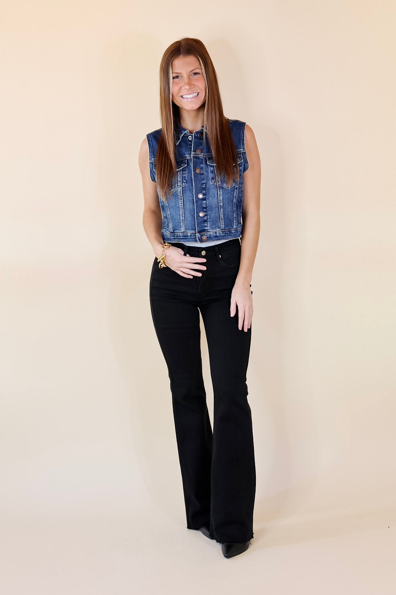 Judy Blue | Premium Denim Button-Up Vest - Medium Wash | Ultimate Style Upgrade