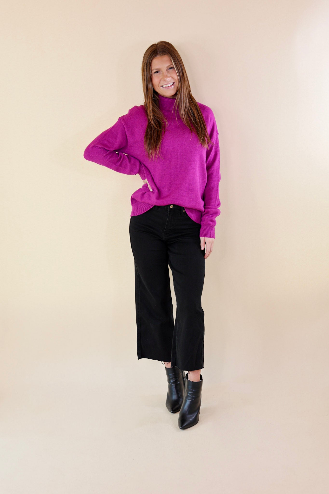 Premium Cozy Turtle Neck Sweater - Magenta | Ultimate Winter Comfort