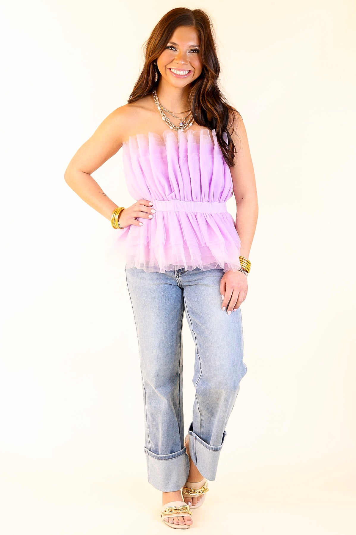 Premium Lavender Purple Strapless Tulle Top - Paris Inspired Elegance