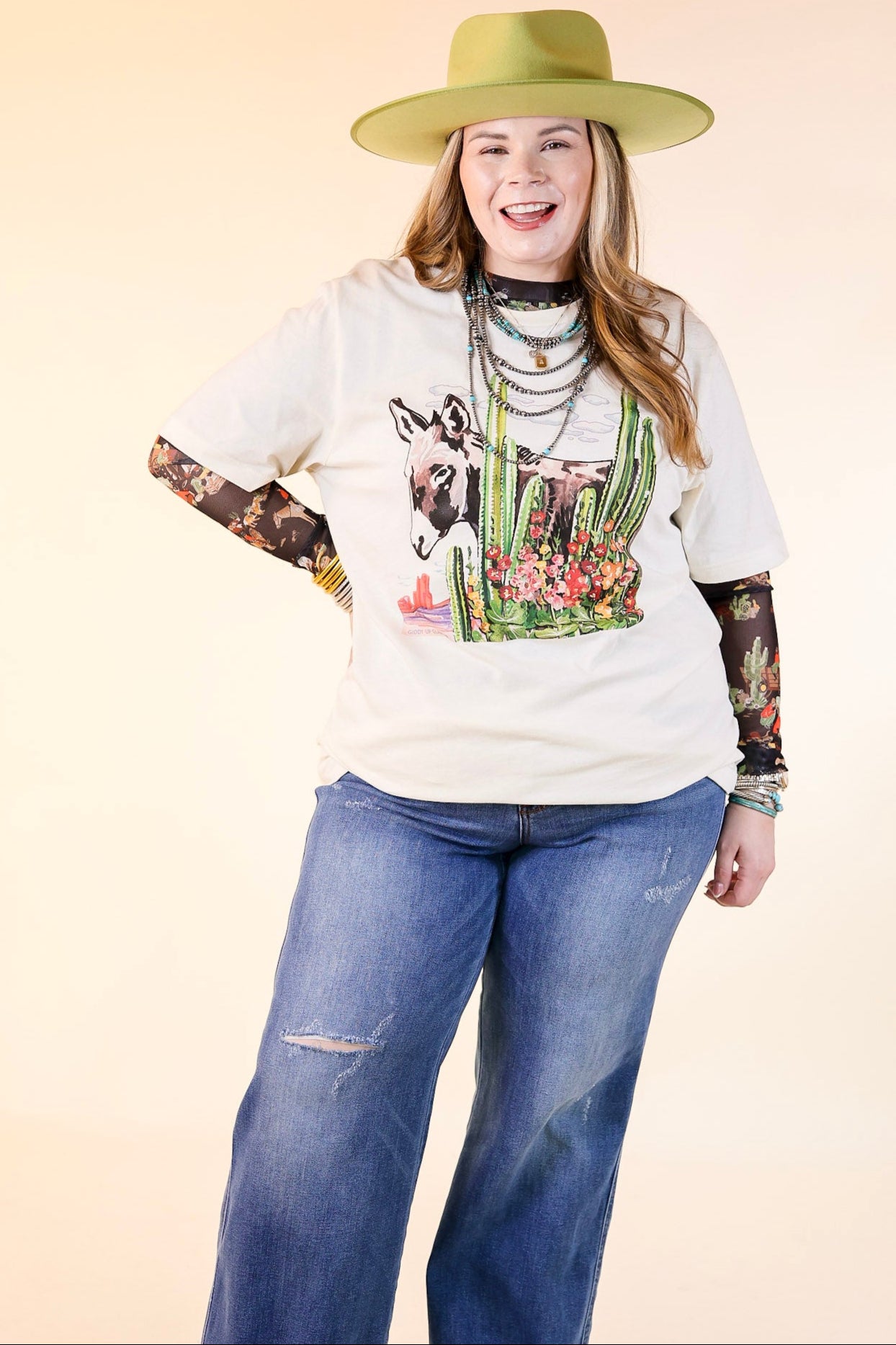 Premium Desert Donkey Graphic Tee | Western Style Short Sleeve by XOXO Art & Co